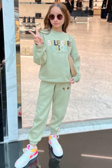 Mini Self Care Clique Sage Oversized Sweater Loungewear Set Loungewear