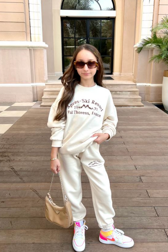 Mini Aprés Ski ecru oversized sweater loungewear set