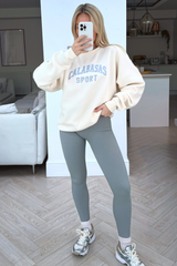 Calabasas Ecru Embroidered Sweater & Legging Coord Loungewear