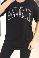Saint Black Printed Tee & Legging Coord Loungewear