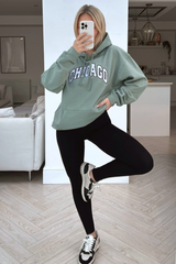 Chicago Sage Embroidered Hoodie & Legging Coord Loungewear