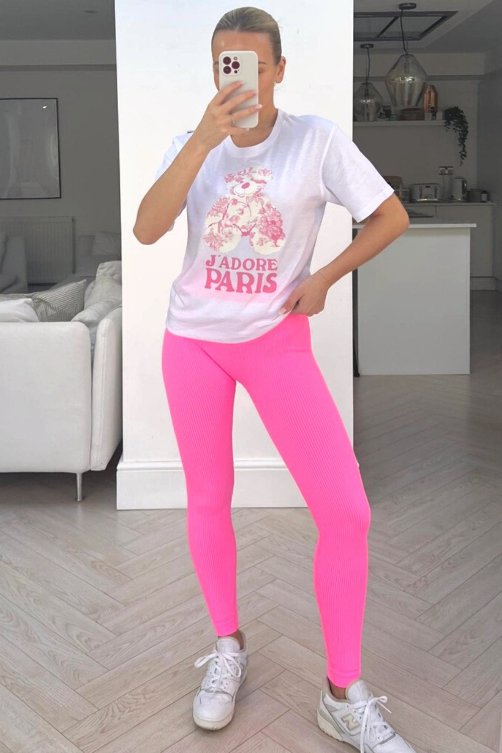 Jadore teddy pink printed tee & legging coord