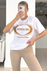 Apres Ski White Printed Tee & Legging Coord Loungewear