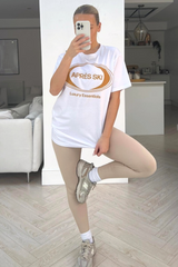 Apres Ski White Printed Tee & Legging Coord Loungewear