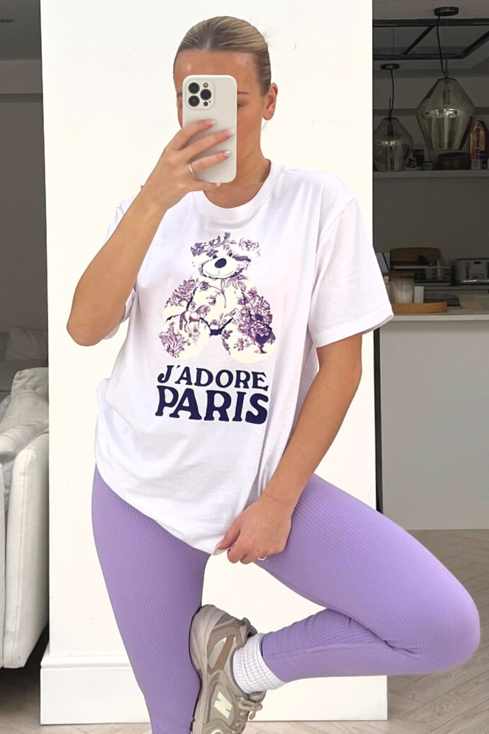 Jadore teddy lilac printed tee & legging coord – Glamify Famous For  Loungewear