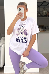 Jadore Teddy Lilac Printed Tee & Legging Coord Loungewear