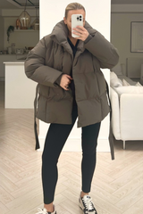 Alaska Grey Short Padded Duvet Button Up Coat Coats & Jackets