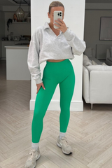 Katy Green Ribbed Leggings Leggings
