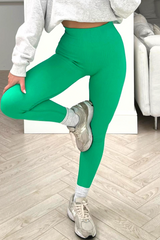 Katy Green Ribbed Leggings Leggings