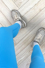 Katy Baby Blue Ribbed Leggings Leggings