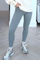 Katy Grey Ribbed High Waist Leggings Leggings