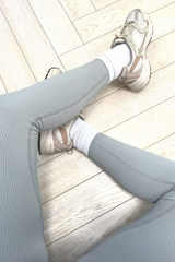 Katy Grey Ribbed High Waist Leggings Leggings