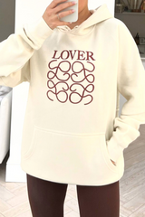 Lover Ecru & Chocolate Embroidered Hoodie Legging Coord Loungewear