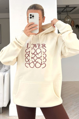 Lover Ecru & Chocolate Embroidered Hoodie Legging Coord Loungewear