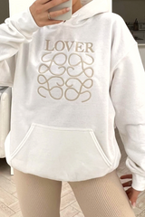 Lover White & Champagne Hoodie Legging Coord Loungewear