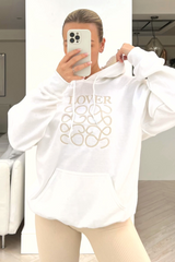 Lover White & Champagne Hoodie Legging Coord Loungewear