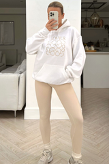 Lover White & Champagne Hoodie Legging Coord Loungewear