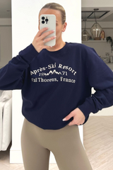 Apres Ski Navy Embroidered Sweater Loungewear