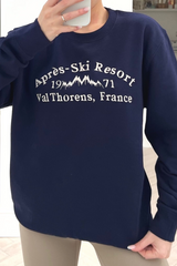 Apres Ski Navy Embroidered Sweater Loungewear
