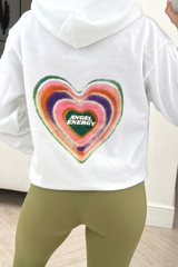 Angel Energy White Printed Drawstring Hoodie Hoodie