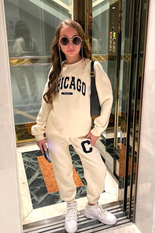 Mini chicago ecru oversized sweater loungewear set