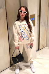 Mini Teddy Drip Ecru Oversized Sweater Loungewear Set Loungewear