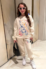 Mini Teddy Drip Ecru Oversized Sweater Loungewear Set Loungewear