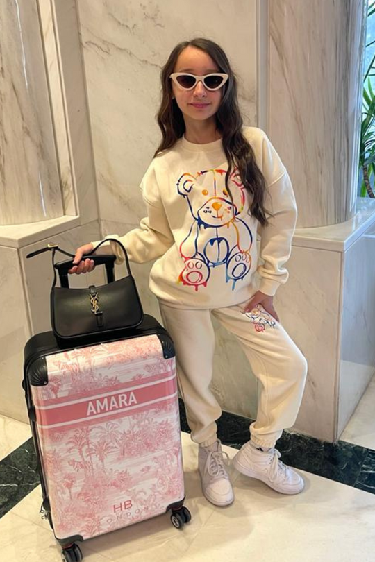 Mini teddy drip ecru oversized sweater loungewear set