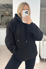 Glamify Essential Basic Black Drawstring Hoodie Jumper