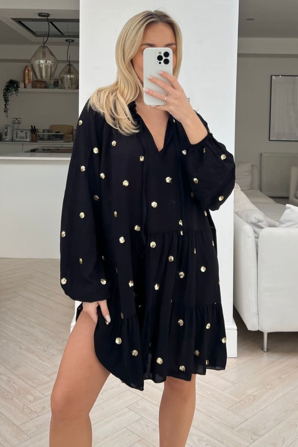 Embellished smock dress on sale