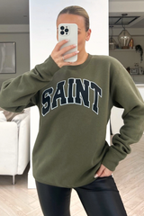 Saint Khaki Printed Round Neck Sweater Loungewear