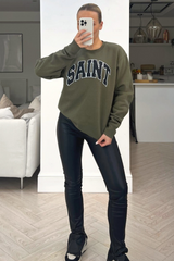Saint Khaki Printed Round Neck Sweater Loungewear