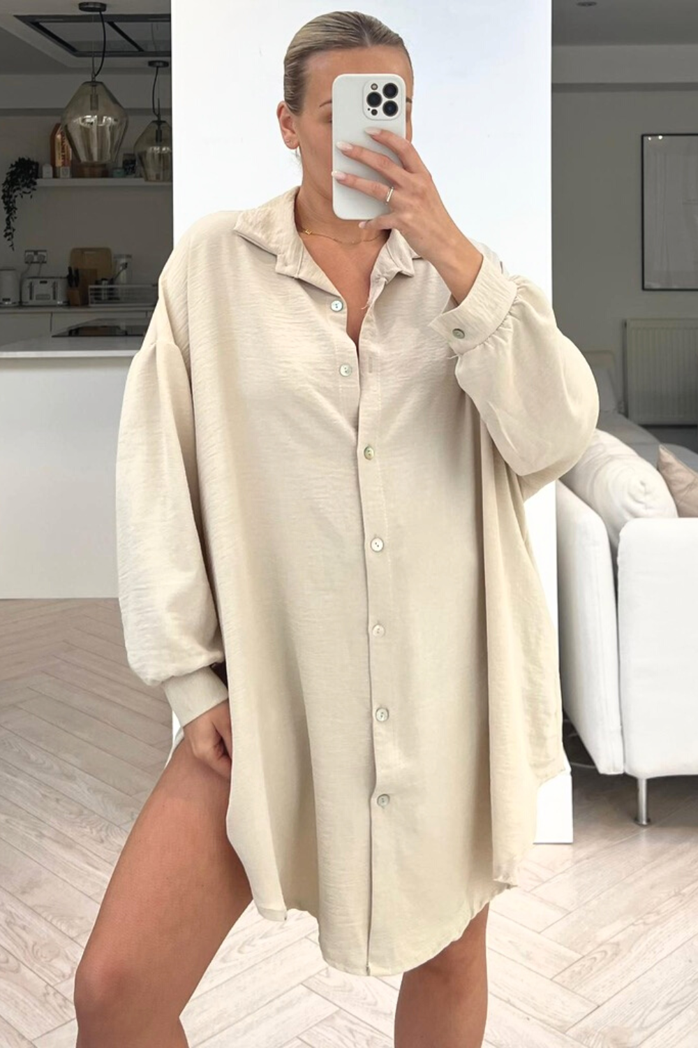 lamour stone cheesecloth button up shirt dress Glamify Famous For