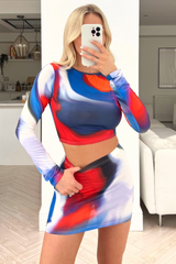 trish long-sleeve ruched skirt coord Co Ord