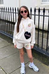 Mini To The Moon Ecru Printed Hooded Loungewear Set Loungewear