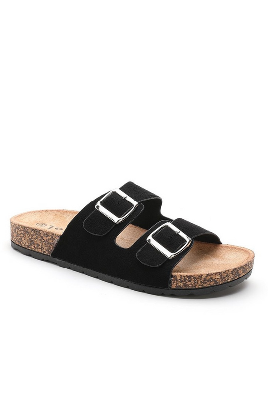 avaa black cross over buckle sandle
