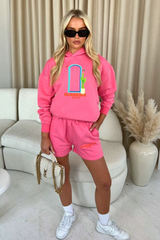 Sunshine Valley pink PREMIUM Embroidered Hooded loungewear set