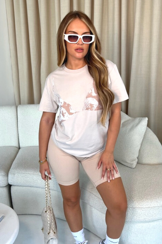 Bra stone Print T-shirt