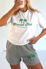 Marina Club Green & White Embroidered Tee Short Co-Ord Loungewear