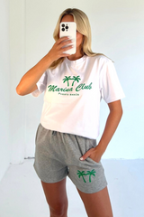 Marina Club Green & White Embroidered Tee Short Co-Ord Loungewear