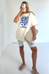 stay protected white printed cycling short co-ord