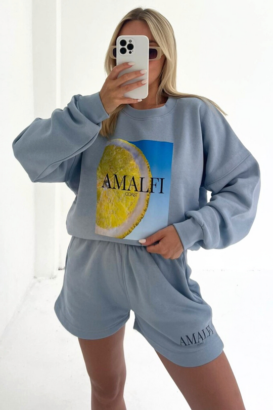Amalfi baby blue printed sweater loungewear set