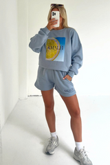 Amalfi Baby Blue Printed Sweater Loungewear Set Loungewear