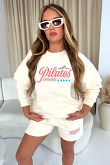 pilates ecru printed sweater short coord