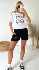 Gg Black Embroidered Premium Short T-Shirt Coord Co Ord