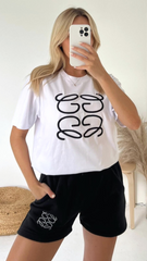 Gg Black Embroidered Premium Short T-Shirt Coord Co Ord