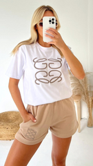 Gg Stone Embroidered Premium Short T-Shirt Coord Co Ord