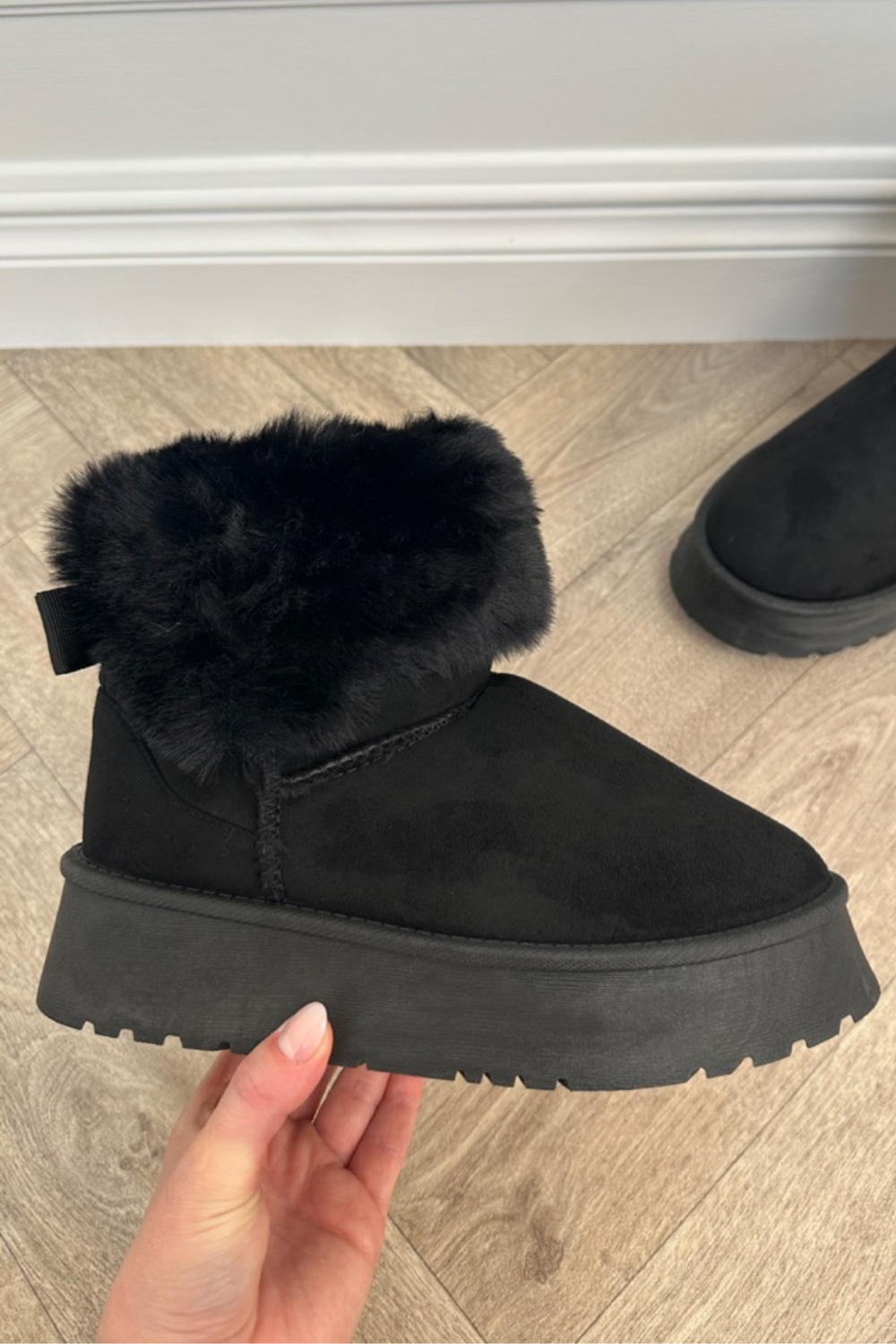 thumbnail image 2 of Women's Platform Fur Boots - Suede Faux Fur Ankle Boots With Anti-Slip Sole 2 of 14