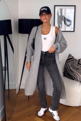 Eloise Grey Fine Knit Long Cardigan