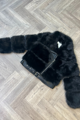 Mini Bethany faux fur biker jacket